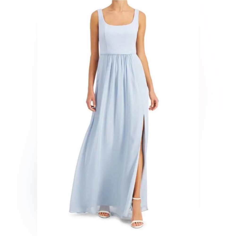 Adrianna Papell Women’s Chiffon Maxi Formal Evening Gown Dress Blue Sz 6 NWOT